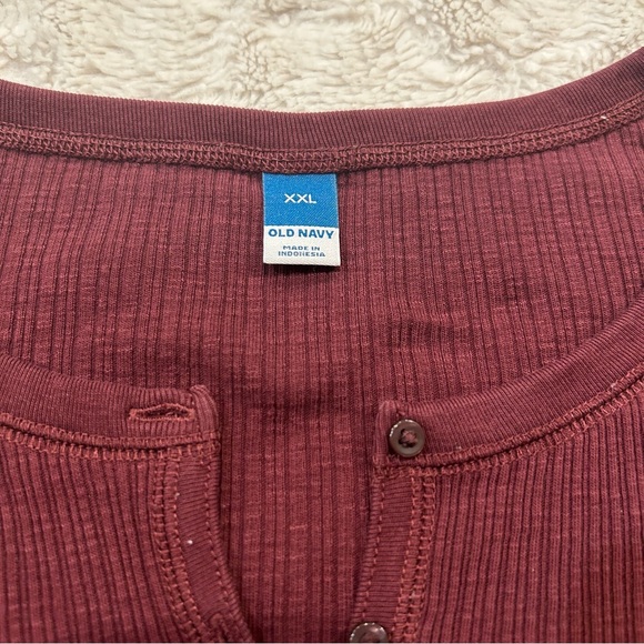Old Navy - Maroon Ribbed Long Sleeve Long Sleeve 3/4 Sleeve Henley XXL - Picture 7 of 9